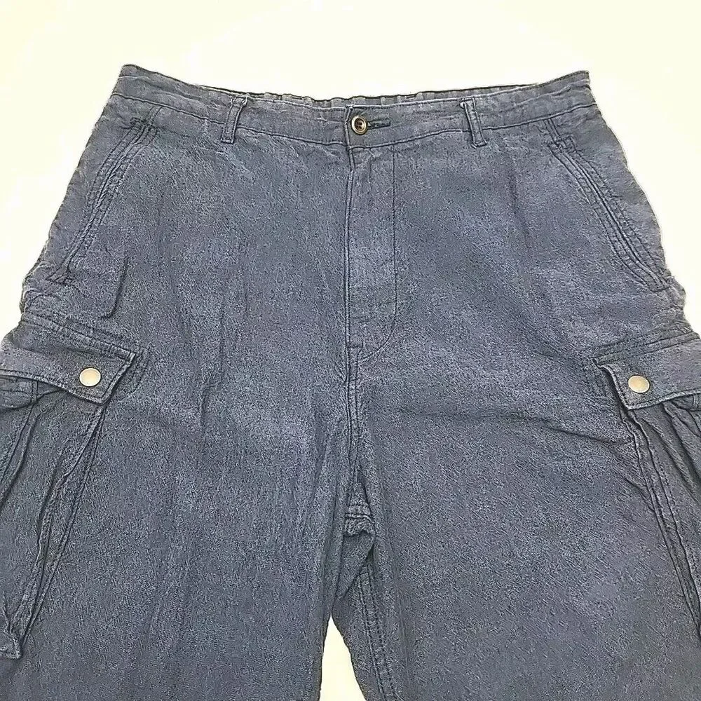 Levi's Cargo Shorts Men Sz 36 Flat Front Blue Textured Chino 11